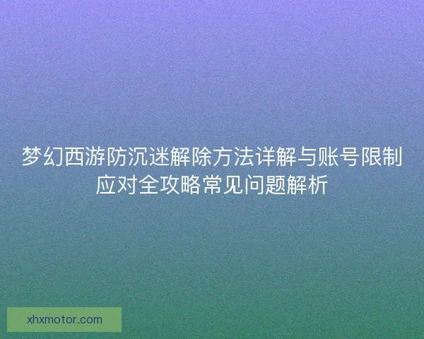 梦幻西游防沉迷解除方法详解与账号限制应对全攻略常见问题解析