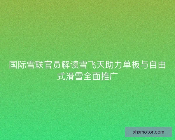 国际雪联官员解读雪飞天助力单板与自由式滑雪全面推广